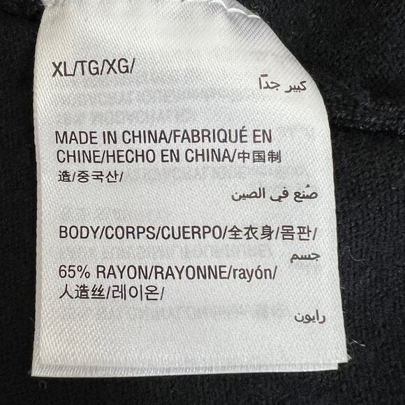 Alfani Womens Faux Fur Cuff Sweater Size XL Black Blue Mock Neck Long Sleeve - Picture 6 of 7